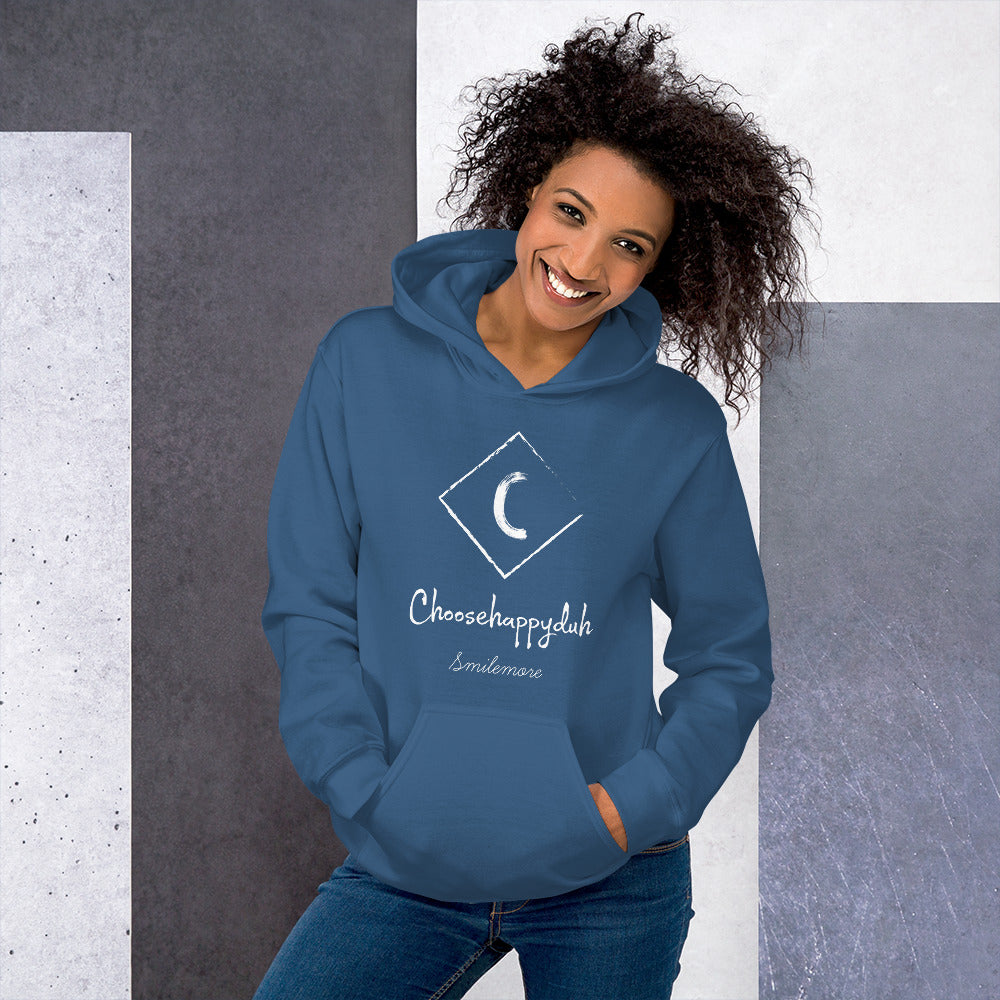 choosehappyduh White Original Logo Unisex Hoodie