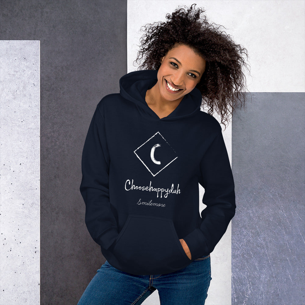 choosehappyduh White Original Logo Unisex Hoodie